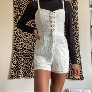Hollister White Lace Short Jumpsuit